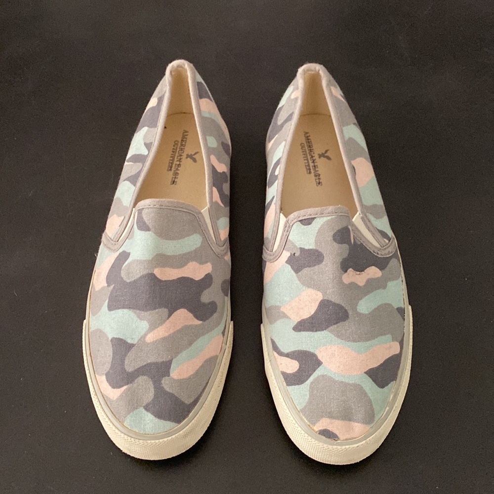 American Eagle slip on sneakers in light camouflage